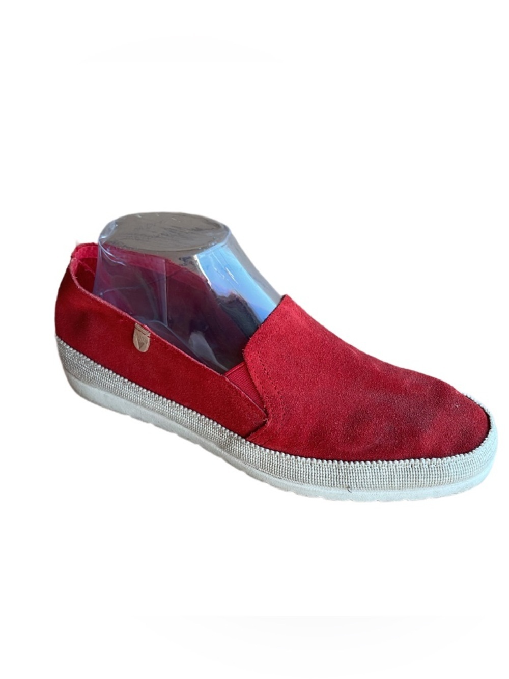 Leather Red Suede Slip-On Casual Shoe loafer made in Spain